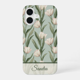 Funda Para iPhone 16 Regalo audaz de San Valentín Flor de Tulipán Nombr