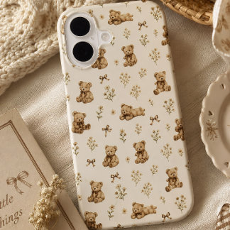 Funda Para iPhone 16 Regalo de patrón de osito de peluche Cottagecore