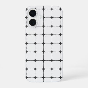 Funda Para iPhone 16 Rejilla Neutral Minimalista Elegante Negro y Blanc