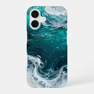 Funda Para iPhone 16 Remolino de Resina Oceánica Turquesa
