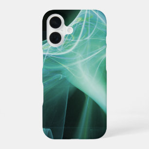 FUNDA PARA iPhone 16 REMOLINOS FRACTALES EN VERDE TIZA TURQUESA AZUL