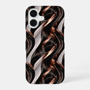 Funda Para iPhone 16 Resumen de negro, blanco y cobre Ilusión 3D