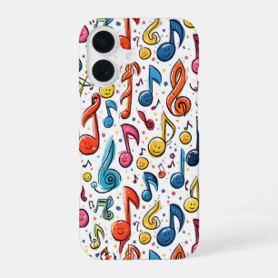 Funda Para iPhone 16 Resumen de notas musicales de arte de Kawaii