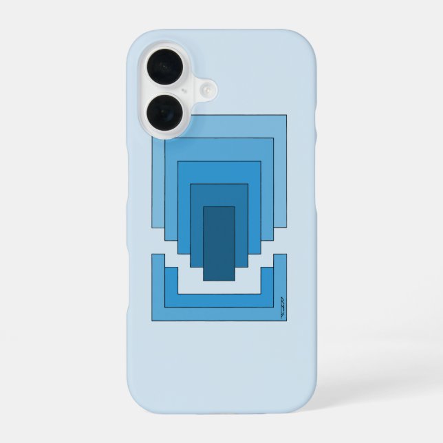 Funda Para iPhone 16 Resumen de Rectángulo en Azul (Reverso )