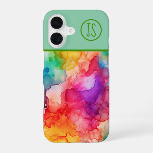 Funda Para iPhone 16 Resumen del estilo de tinta de alcohol monogramado