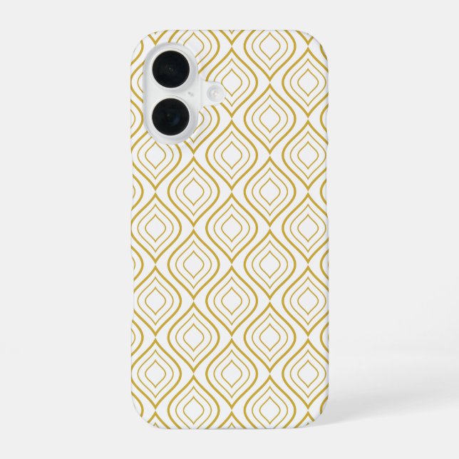 Funda Para iPhone 16 Resumen geométrico, blanco y dorado (Reverso )