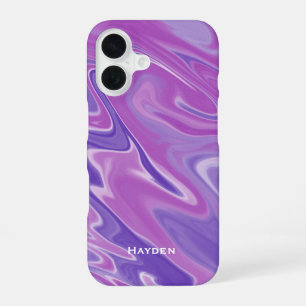 Funda Para iPhone 16 Resumen Marble líquido púrpura personalizado