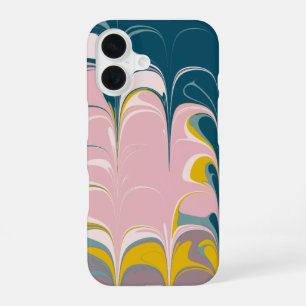 Funda Para iPhone 16 Resumen Patrón Ebru moderno de mármol Verde azulad
