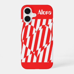 Funda Para iPhone 16 Resumen rojo y franjas blancas Corazón de San Vale