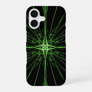 Funda Para iPhone 16 Resumen Simetría negra verde neón