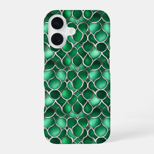Funda Para iPhone 16 Resumen verde plateado (Reverso )