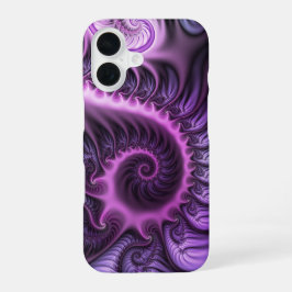 Funda Para iPhone 16 Resumen Vivid Guay Pink Purple Fractal Art Spiral