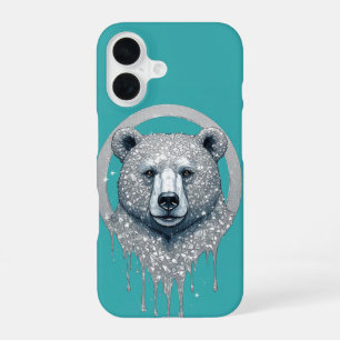 Funda Para iPhone 16 Retrato de fauna callejera con cabeza de oso gotea