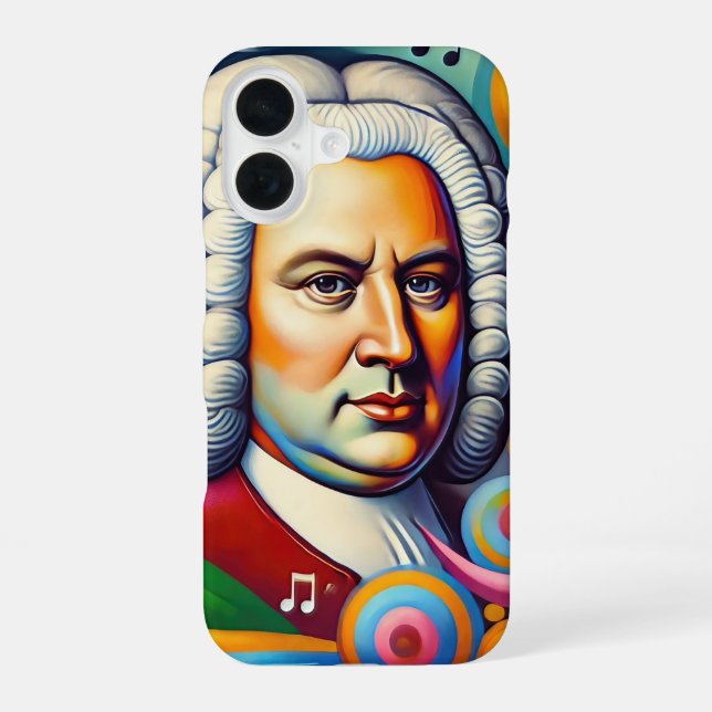 Funda Para iPhone 16 Retrato de Johann Sebastian Bach (Reverso )