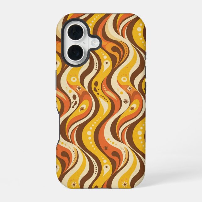 Funda Para iPhone 16 Retro 70s Groovy Wavy Lines Case (Reverso )