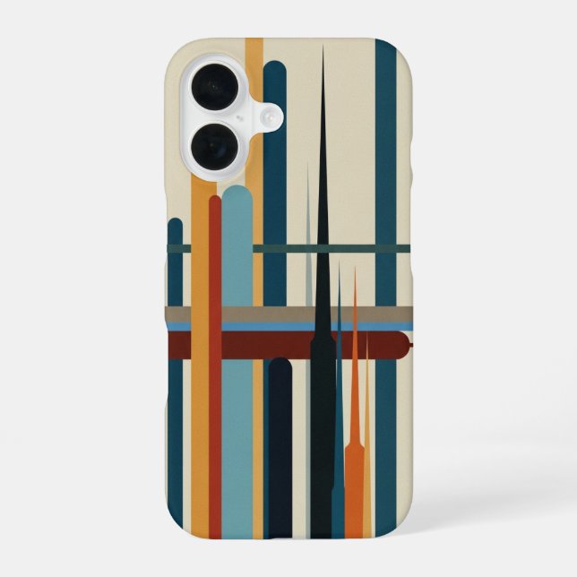 Funda Para iPhone 16 Retro Abstract Vertical Bars (Reverso )