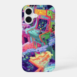 Funda Para iPhone 16 Retro Arcade Machines in Space