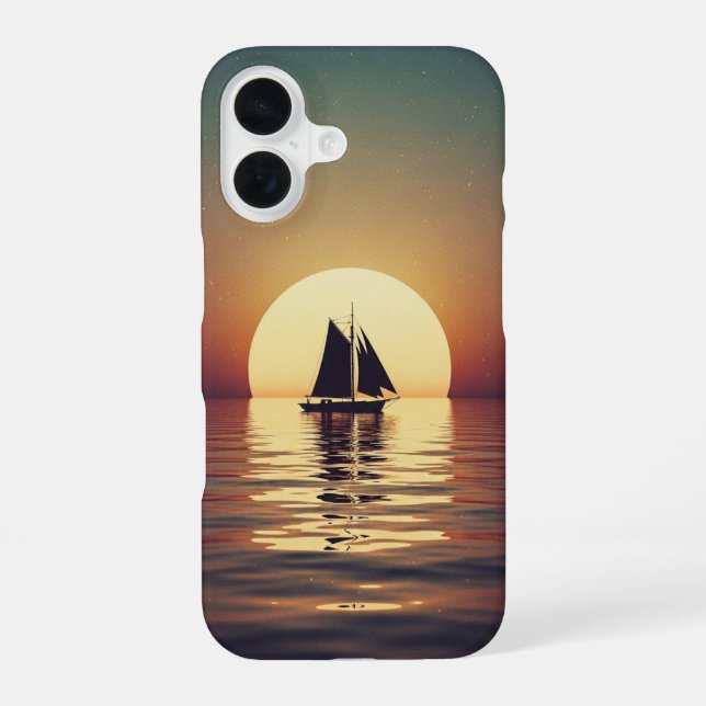 Funda Para iPhone 16 Retro Boat on Calm Sea (Reverso )