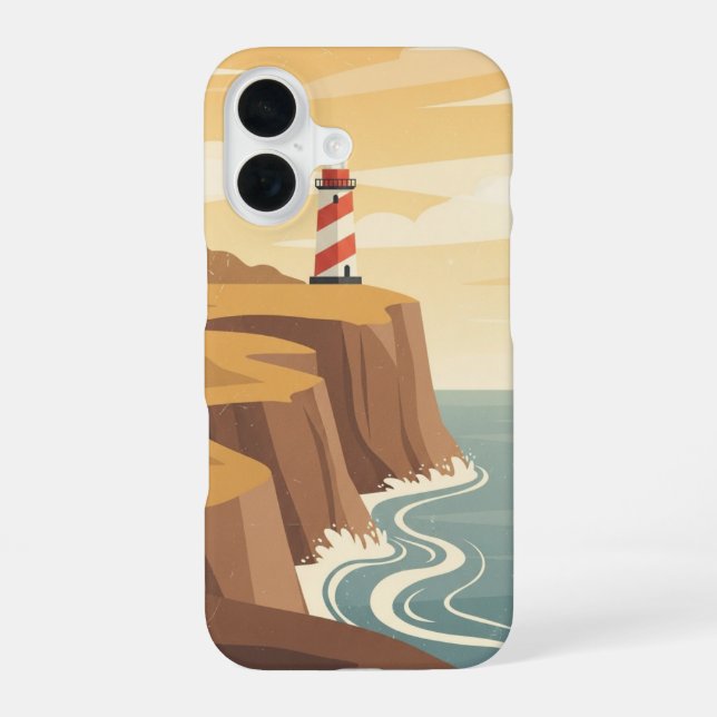 Funda Para iPhone 16 Retro Coastal Lighthouse (Reverso )