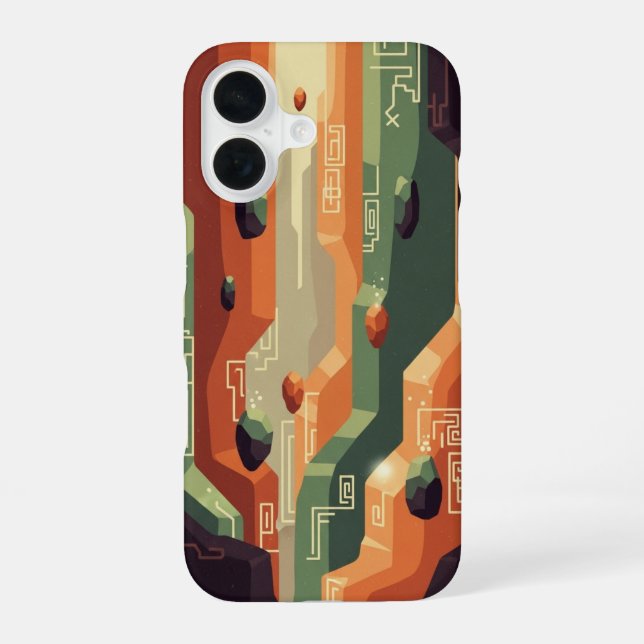 Funda Para iPhone 16 Retro Fantasy Canyon Pixel Art (Reverso )