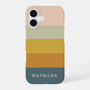 Funda Para iPhone 16 Retro Geométrico Bloque de Color Pastel Personaliz
