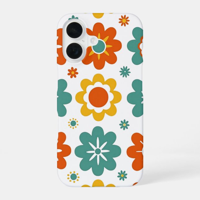Funda Para iPhone 16 Retro Geométrico Floral Poder Boho 70s (Reverso )