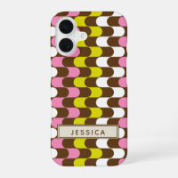 Retro Groovy Lime Pink Brown Abstract Art Personal