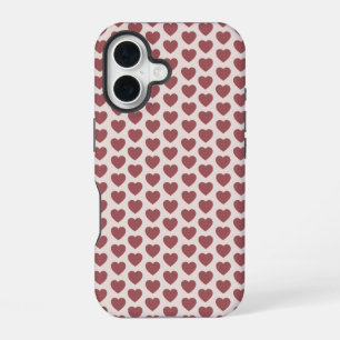 Funda Para iPhone 16 Retro Hearts Pink Burgundy Y2K Style