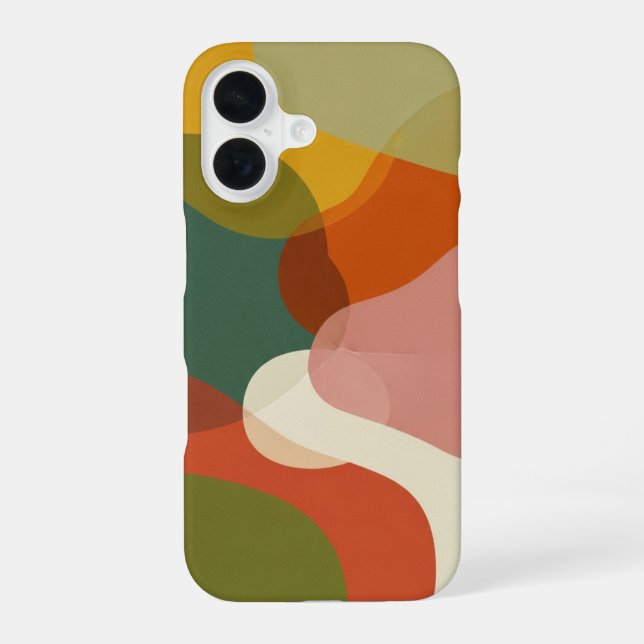 Funda Para iPhone 16 Retro Layered Organic Forms (Reverso )