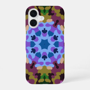 Funda Para iPhone 16 Retro Mandala azul morado y amarillo