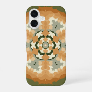 Funda Para iPhone 16 Retro Mandala Naranja Verde y Blanco