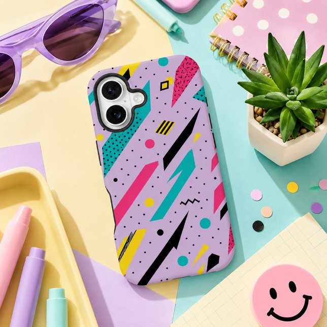 Funda Para iPhone 16 Retro Memphis Geométrico Rayo (Subido por el creador)