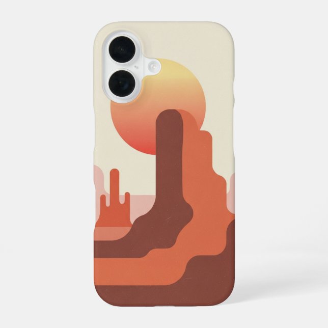 Funda Para iPhone 16 Retro Minimalist Desert Butte (Reverso )