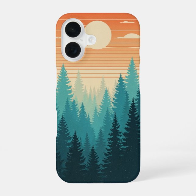 Funda Para iPhone 16 Retro Misty Pines (Reverso )