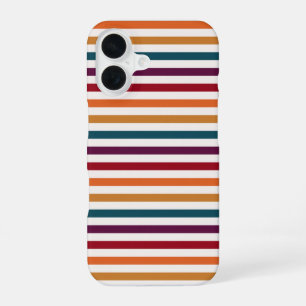 Funda Para iPhone 16 Retro Otoño Multicolor Franjas Horizontales