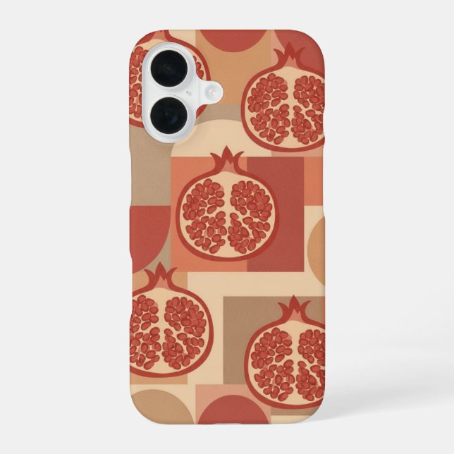 Funda Para iPhone 16 Retro Pomegranate Geometric Print (Reverso )