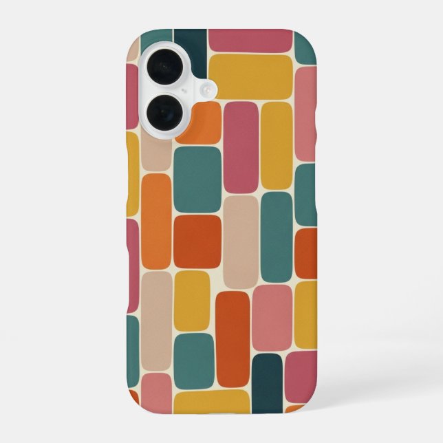 Funda Para iPhone 16 Retro Rectangle Mosaic (Reverso )