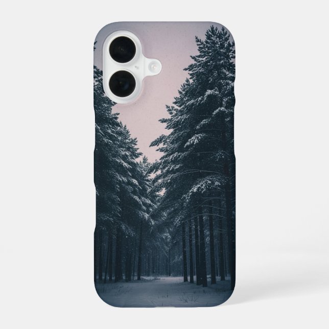 Funda Para iPhone 16 Retro Snowfall in Pine Woods (Reverso )