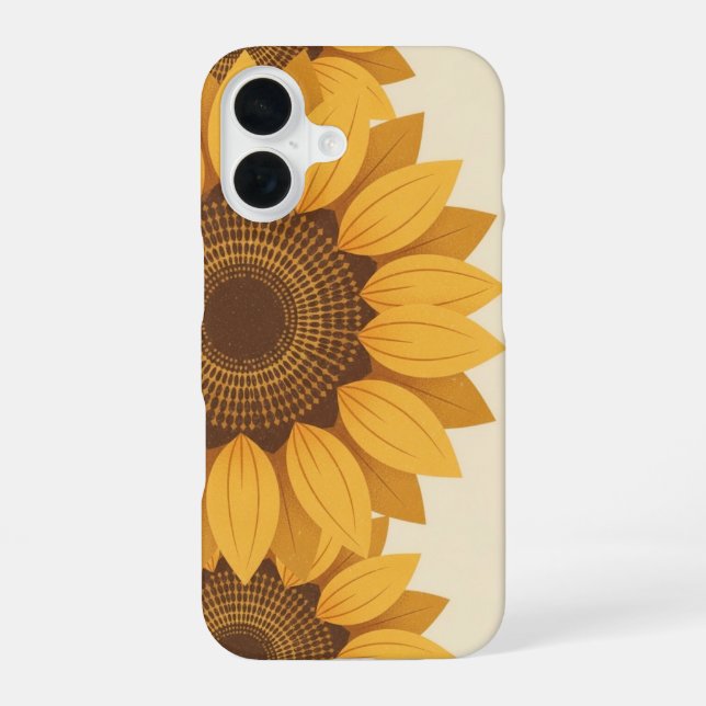 Funda Para iPhone 16 Retro Stylized Sunflower Geometry (Reverso )