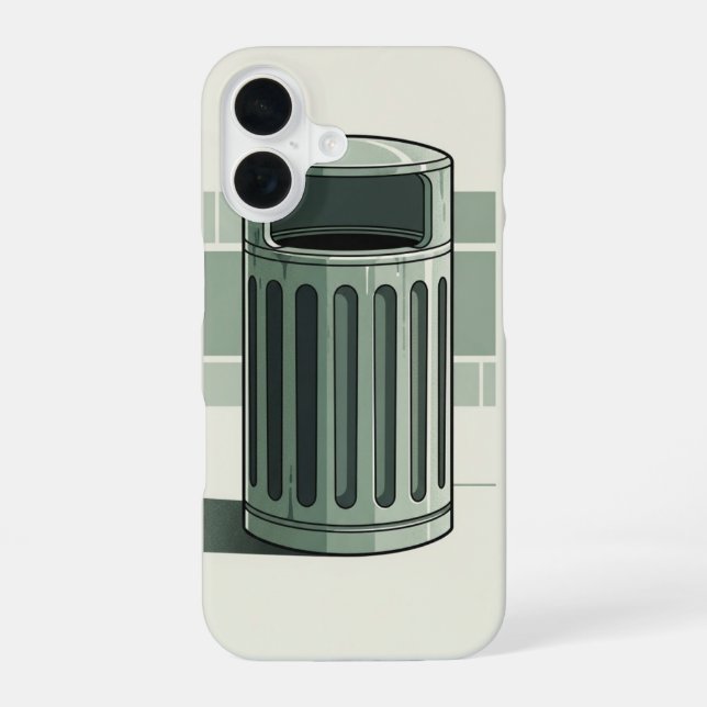 Funda Para iPhone 16 Retro Trash Can Simple (Reverso )