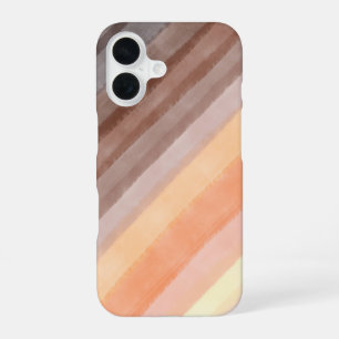 Funda Para iPhone 16 Retro vintage 70s rayas acuarela naranja marrón