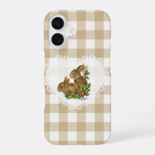 Funda Para iPhone 16 Retro Vintage Coquette Animales Bebés Conejo Gingh