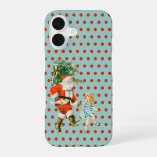 Funda Para iPhone 16 Retro Vintage Santa & Girl Navidad