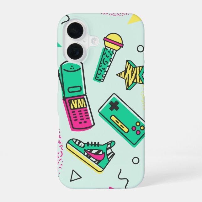 Funda Para iPhone 16 Retro Y2K Memphis Tech Pop (Reverso )