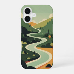 Funda Para iPhone 16 Río vintage en un valle verde