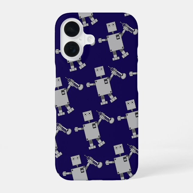 Funda Para iPhone 16 Robot de Trompeta (Reverso )
