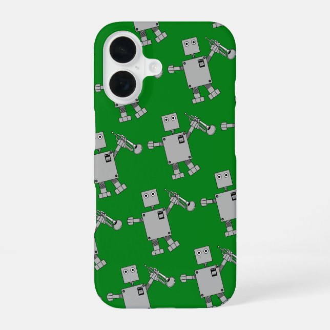 Funda Para iPhone 16 Robot Trompeta (Reverso )
