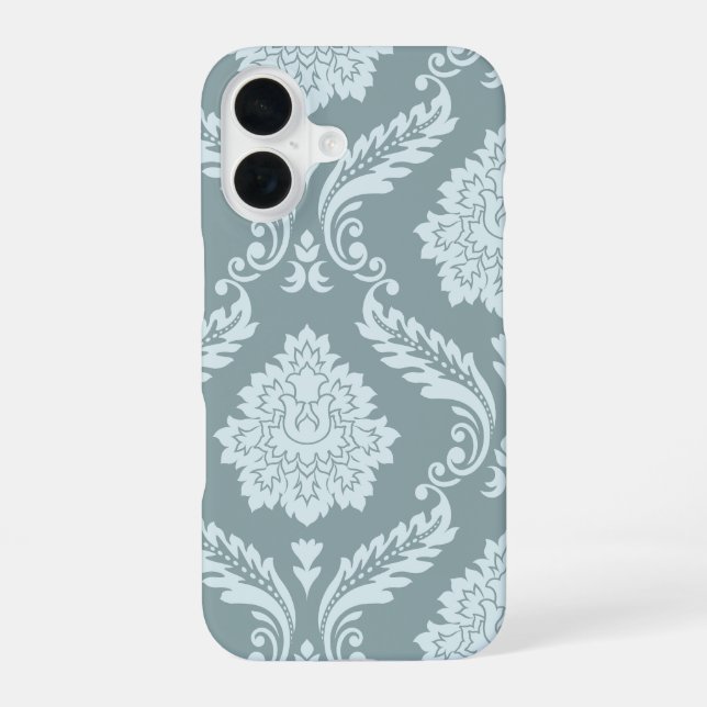 Funda Para iPhone 16 Rococo Damask Art I Duck Egg Blue+Teal (Reverso )