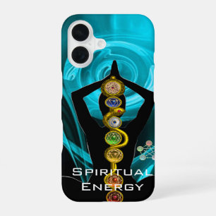 Funda Para iPhone 16 ROD ASCLEPIUS,7 CHAKRAS YOGA LOTUS POSE Blue