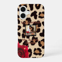 Rojo rosa rojo Leopard y foto de la señora Text
